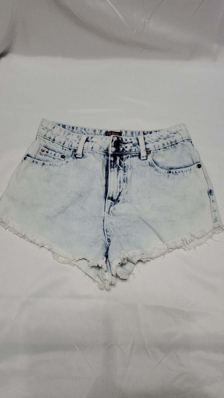 Pure Hype Acid Wash High Rise Frayed Denim Shorts Size S